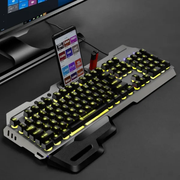 SPACE WARSHIP-GK70 Ergonomic Gaming Keyboard with RGB Lighting - Black - Image 4