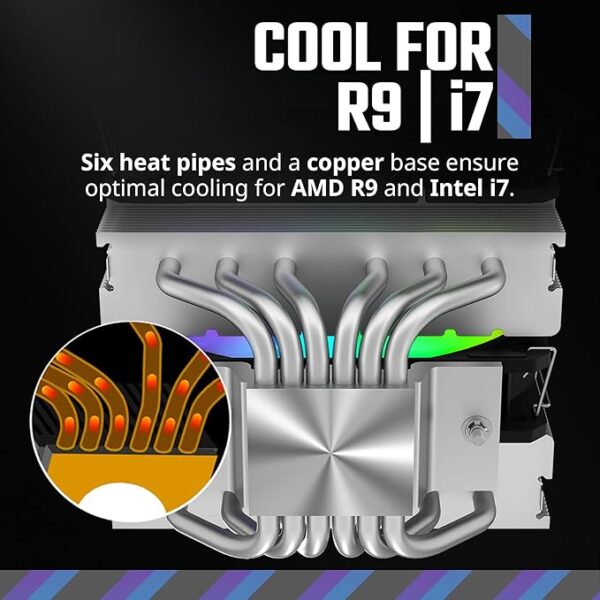 H120MM Single Fan RGB Tower CPU Cooler - Image 3